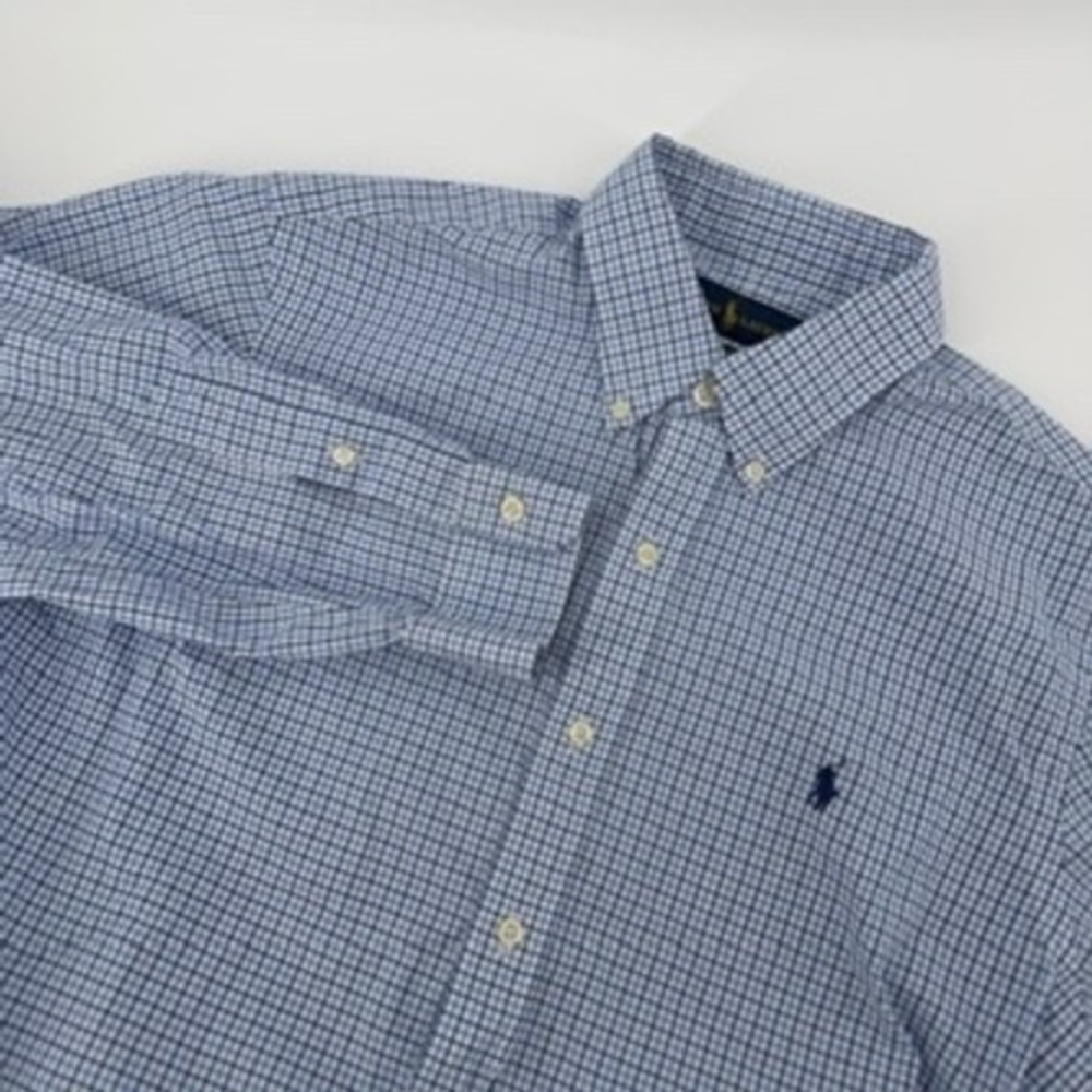 Ralph Lauren Classic Fit Blue Gingham‎ Plaid Button Down Long Sleeve Shirt